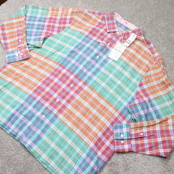 Tommy Bahama Shirt NWT Mens 2XL XXL Barbados Breeze Stretch L/S Linen Peach Melt - Picture 3 of 16